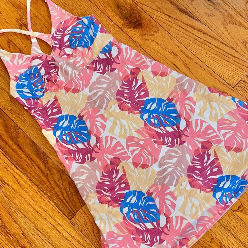 Patagonia Amber Dawn Tropical Palm Floral Racer Back Dress Size S EUC
